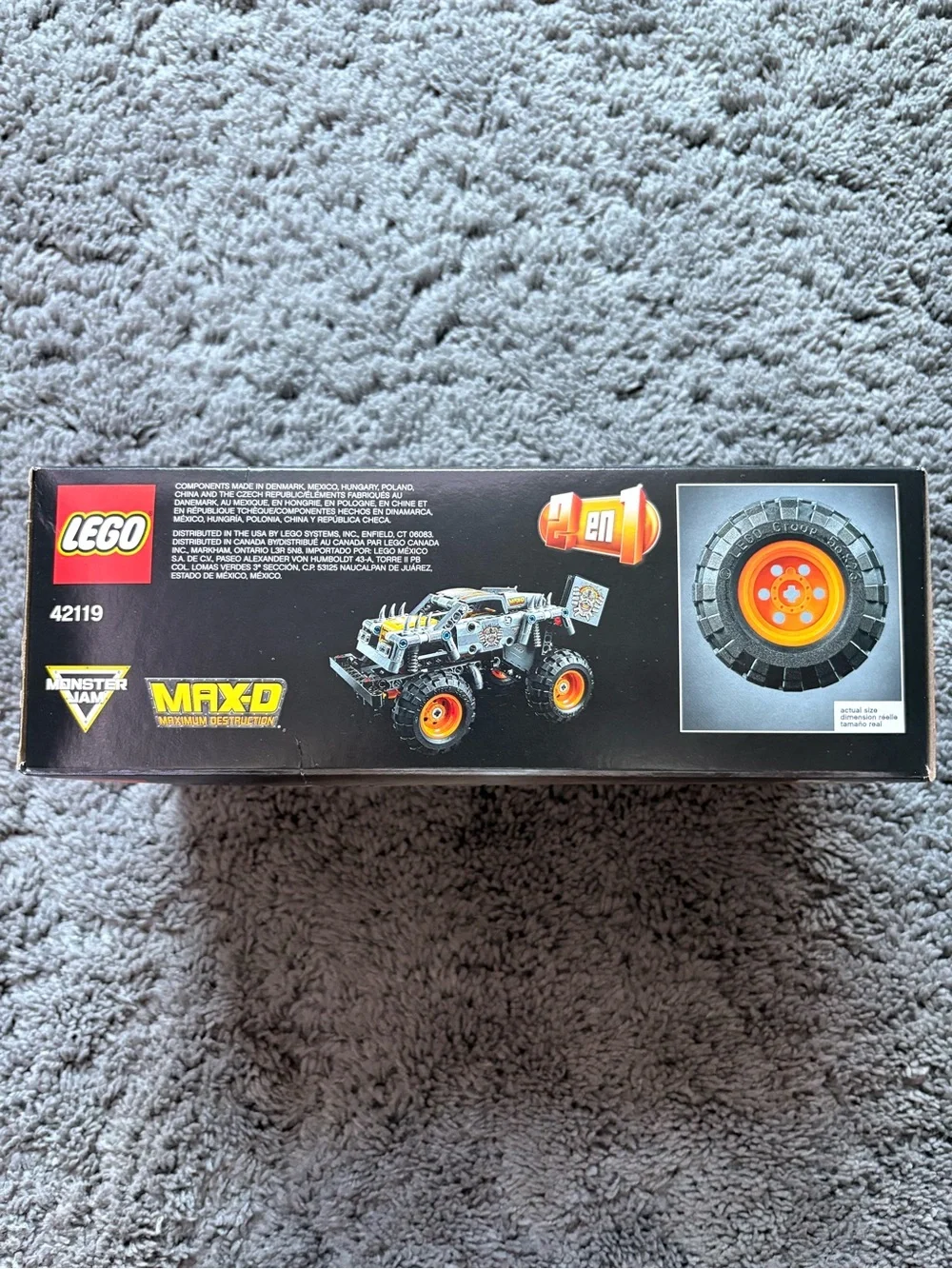 Lego Technic Monster Jam Max-D Truck in Gray with Orange Wheels